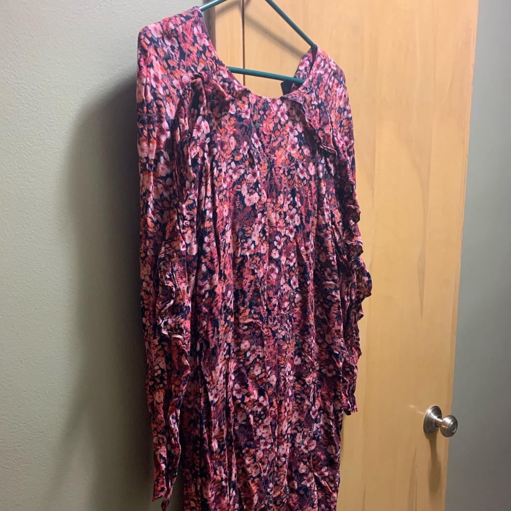 Pink Floral Long Sleeve Dress